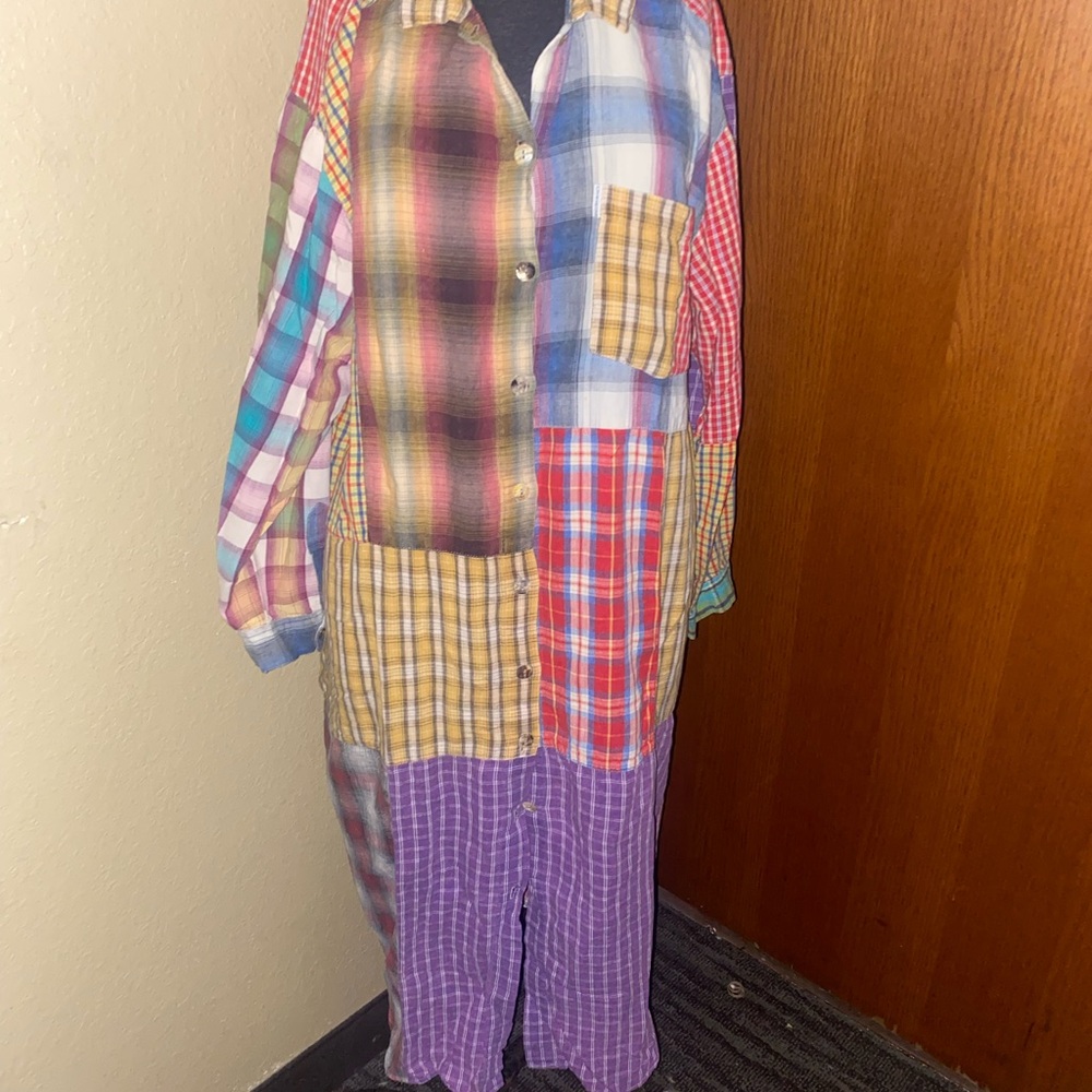 Vintage Sundance X Citron Plaid Flannel Patchwork Maxi Shirt Dress Shacket Med
